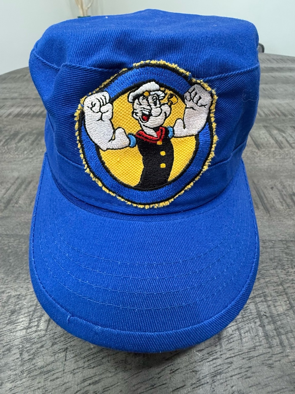 Blue Popeye Embroidered Cotton Cap